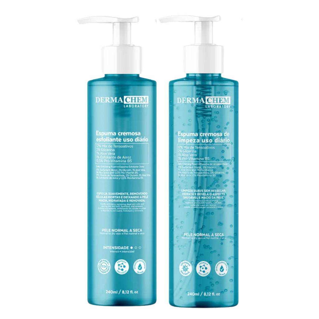 Sabonete e Esfoliante Facial Espuma Cremosa com Aloe Vera Pró-Vitamina B5 240ml Dermachem