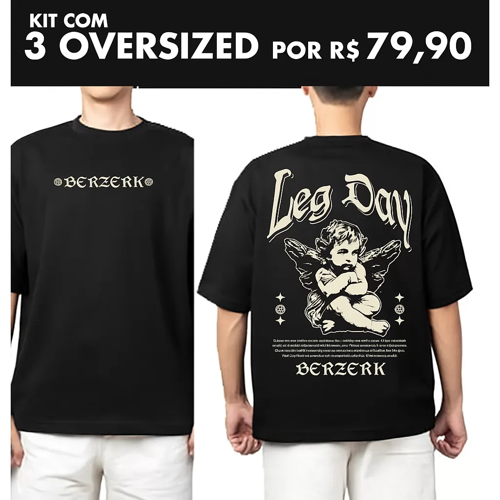 Kit com 3 Camisetas Oversized Streetwear – Estampadas e Lisas.