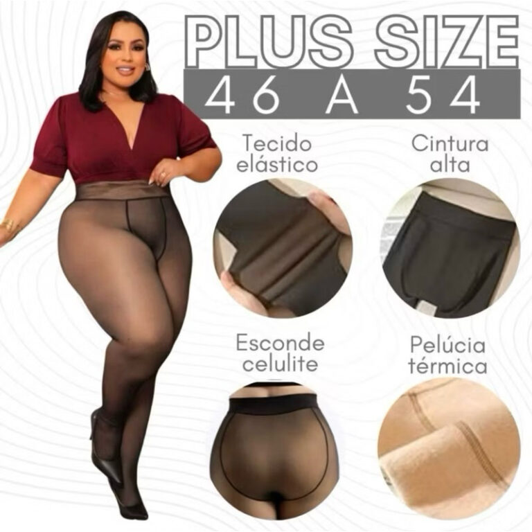 Meia Calça De Lã Térmica Translúcida Plus Size