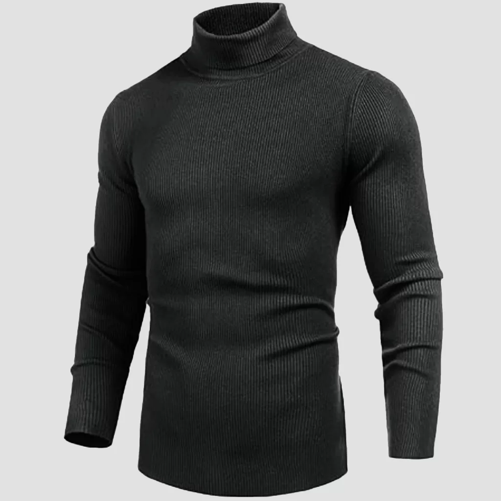 Blusa Cacharrel Masculina Canelada Manga Longa Gola Alta