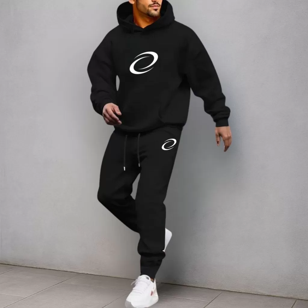 Conjunto Inverno Moletom Capuz + Calça Forrados Casual Estampa Urbana Toque Macio Moda Masculina