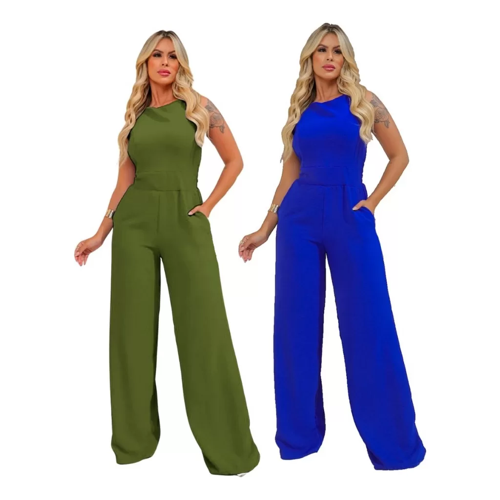 Kit 2 Macacão Feminino Longo Pantalona Duna Elegante Festa