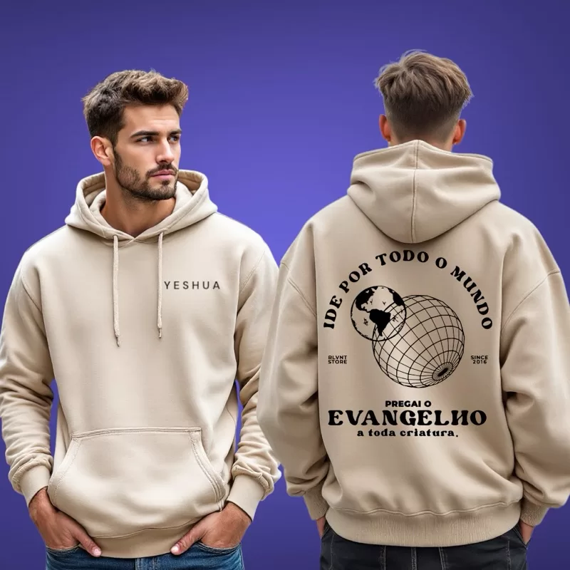 Blusa Moletom Canguru Evangelho Cristão Inverno Frio Flanelado Jesus Gospel Capuz Macio Masculino