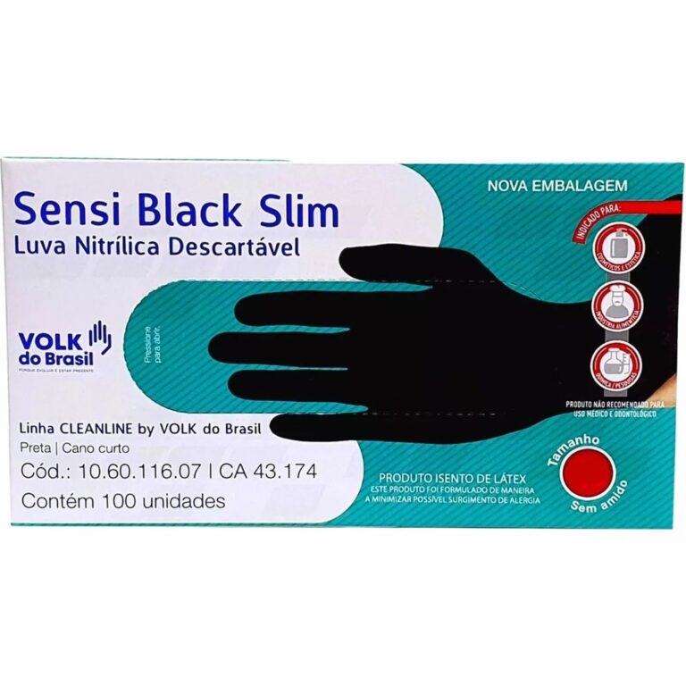 Luva Descartável Látex Nitrílico Preta Sensi Bl
