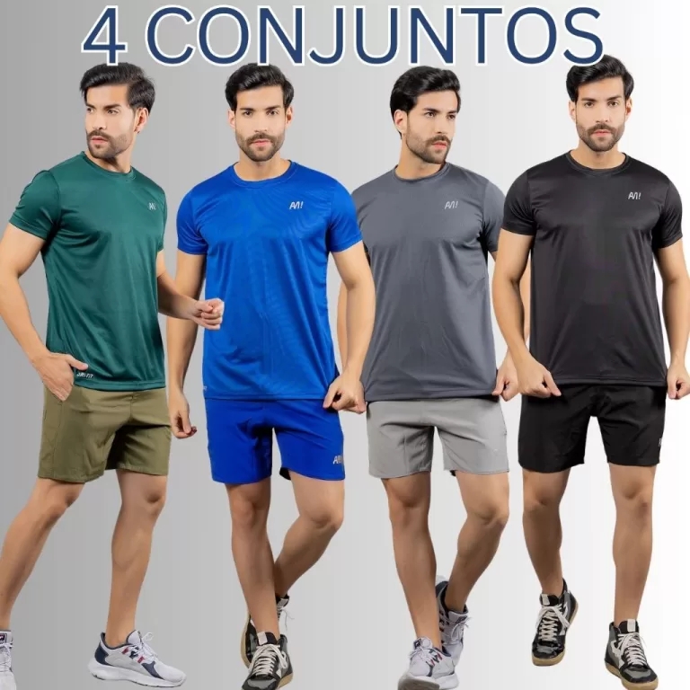 Conjunto Kit 4 Bermudas tactel masculino Academia 