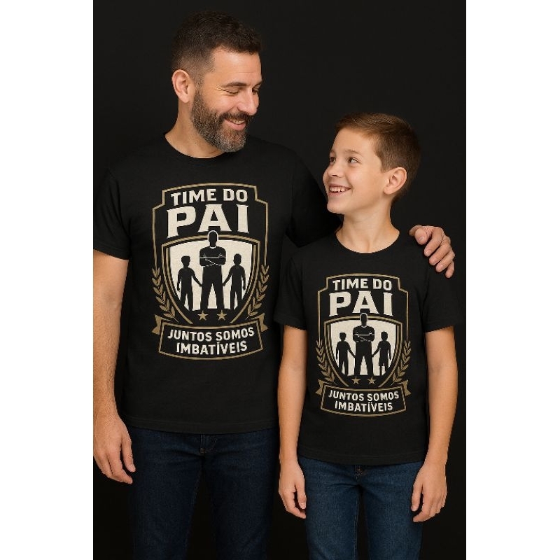 Camiseta Tal Pai Tal Filho ou Filha Dia dos Pais e papai de Pet Algodão Premium Preta Gola Redonda 2