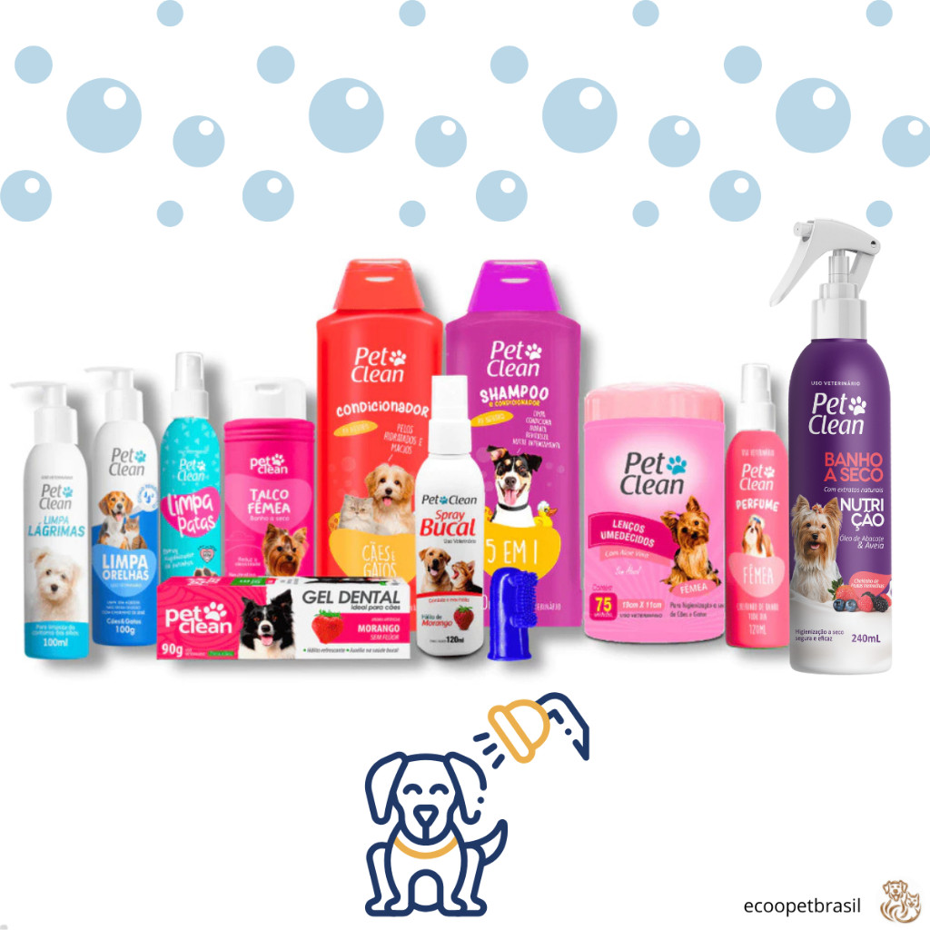 Kit Higiene Bucal e Banho Completo para Cachorro Cães e Gatos Fêmea – Novo Banho a Seco Pet Clean