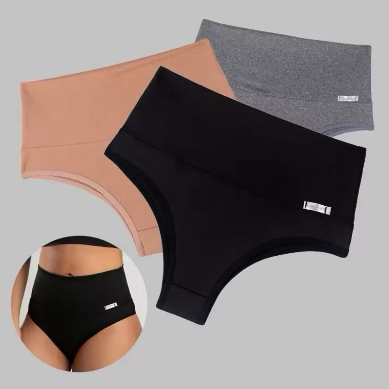 Kit 3 Cinta Calcinha Modeladora Cós Alto Conforto