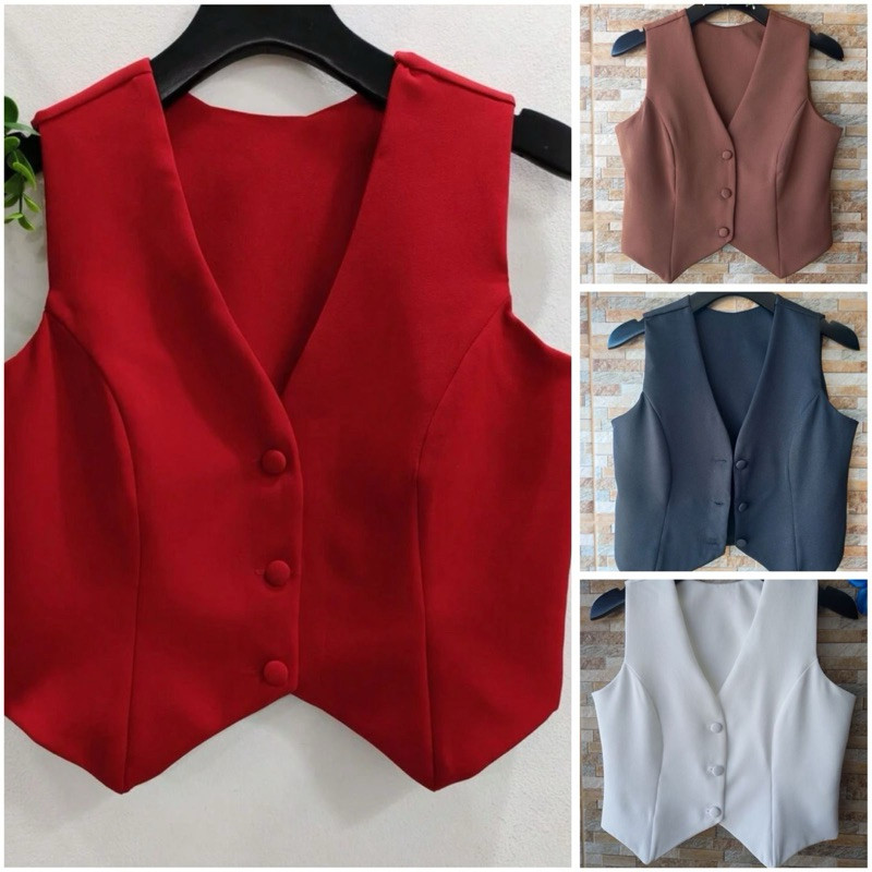 Croped Colete Avulso no Crepe de Alfaiataria