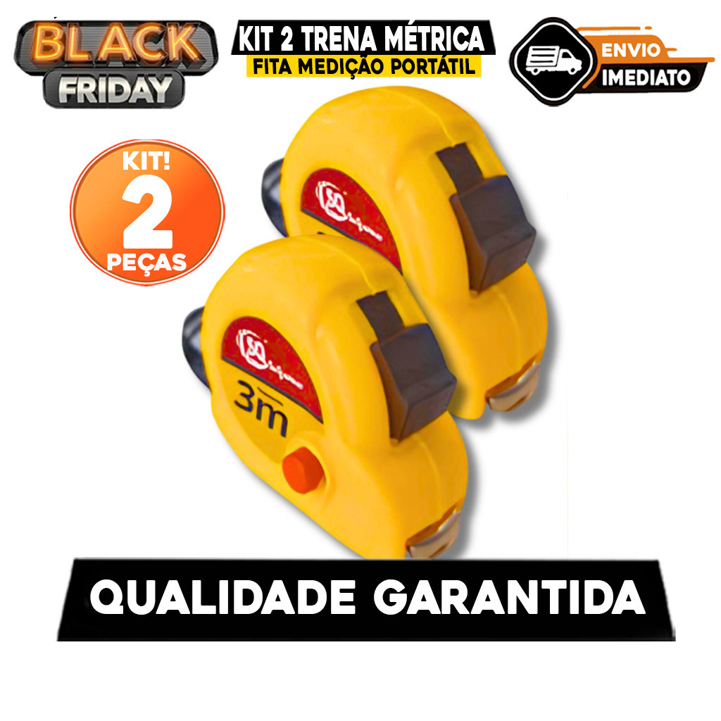 Kit 2 Trena 3MT Métrica Fita Medição Portátil Com Trava De Segurança Construção ENVIO IMEDIATO