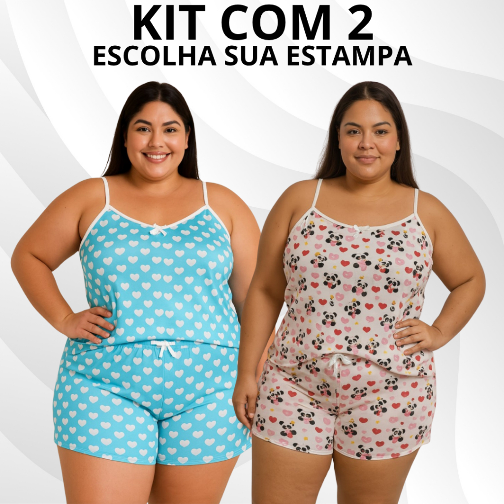 kit  Baby Doll Roupa de Dormir XGG Feminino Short Doll Barato Confortável