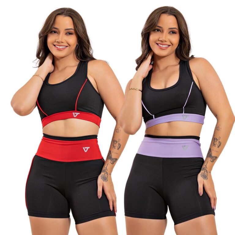 Kit 2  Conjuntos Academia Fitness Top Nadador+ Sho
