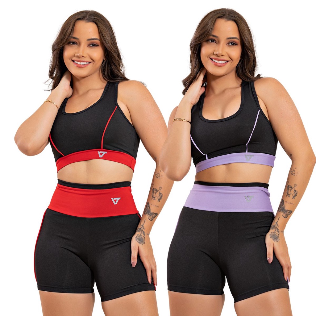Kit 2  Conjuntos Academia Fitness Top Nadador+ Short Suplex