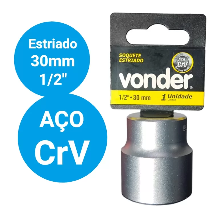Soquete Estriado Com Encaixe de 1/2 30 mm Vonder