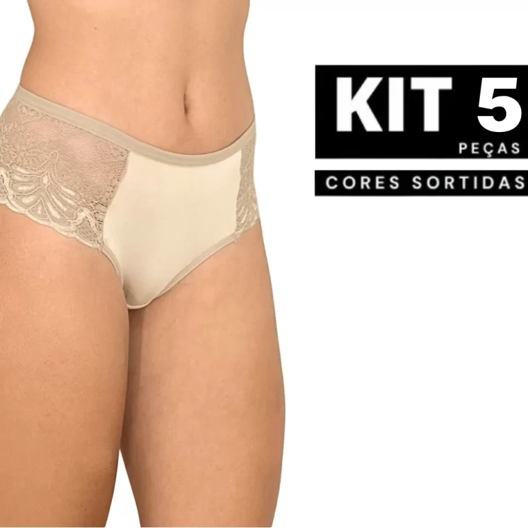 Kit 5/4/3/2/1 Calcinha Rendada Reforçada Calçola