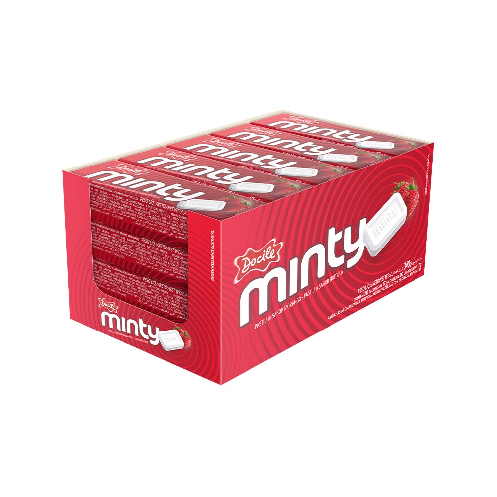 Pastilha Minty Morango com 20un de 17g cada – Docile