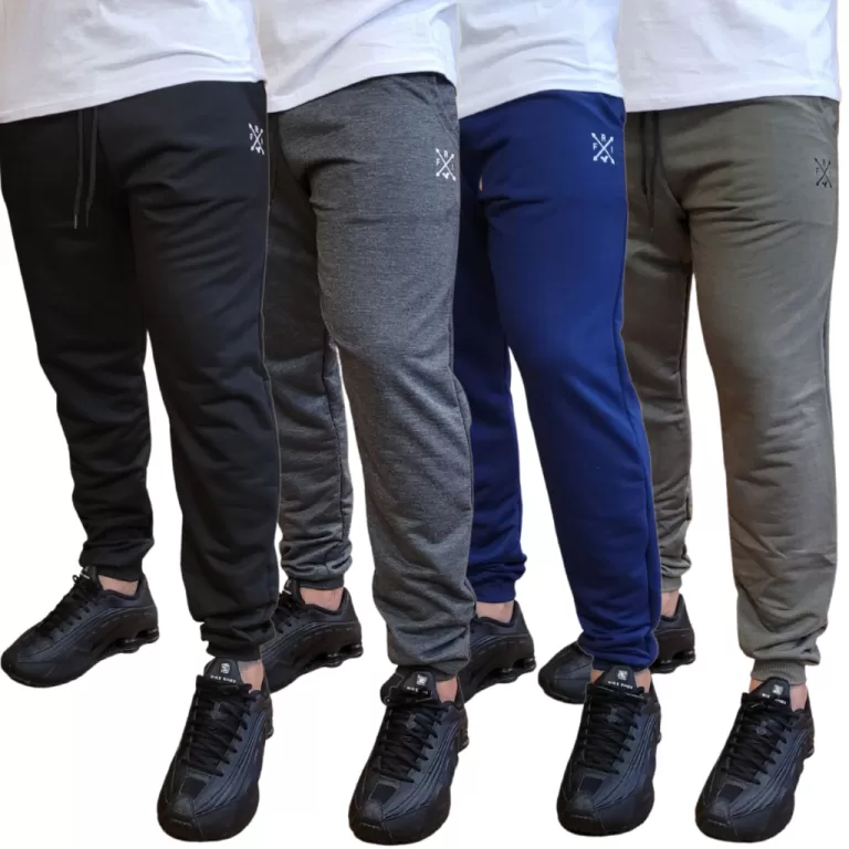 Kit 4 Calças Jogger Slim Moletom Moletinho Mascul