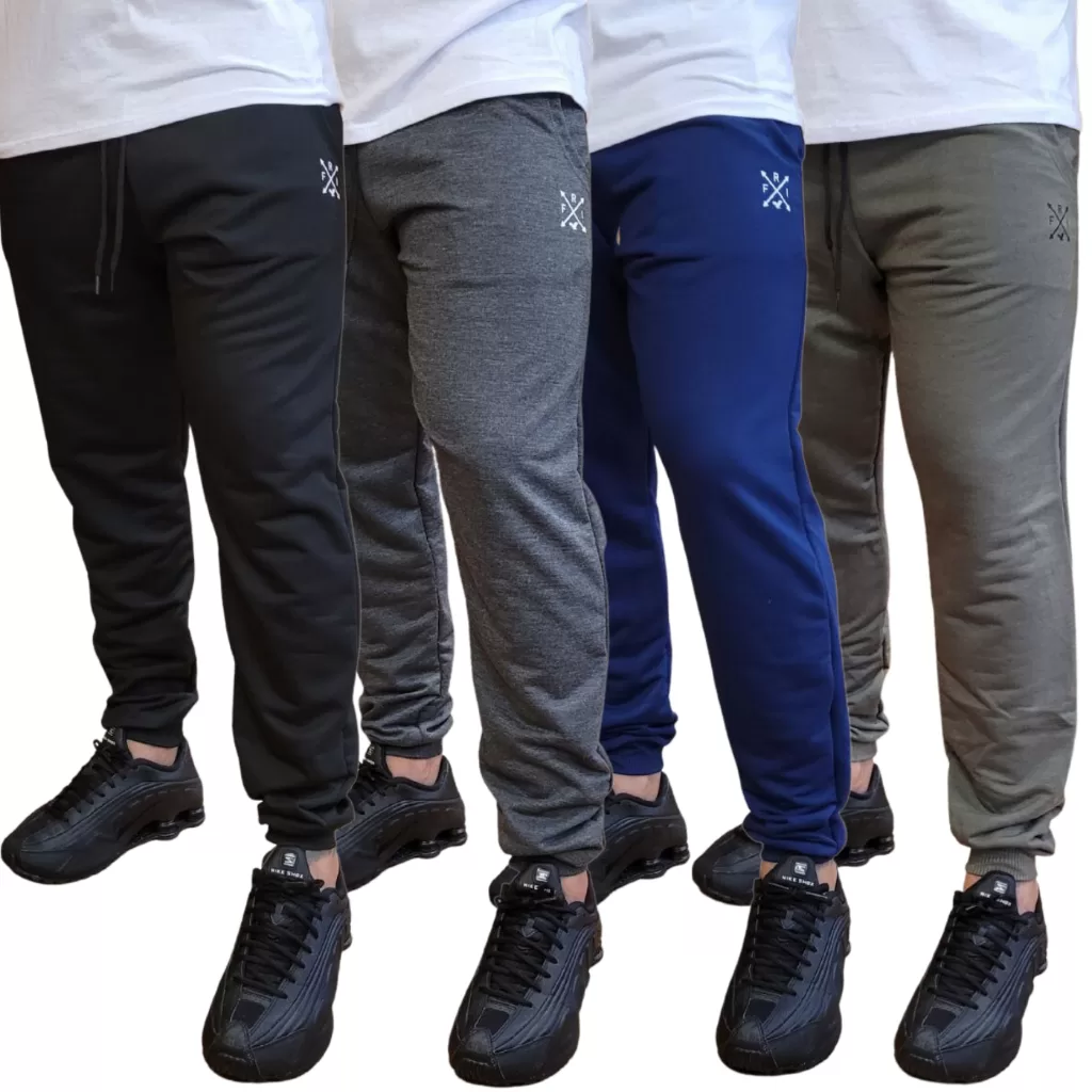 Kit 4 Calças Jogger Slim Moletom Moletinho Masculina