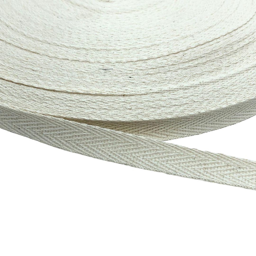 Cadarço Chato Sarjado Cru De Algodão 10mm c/ 10Metros