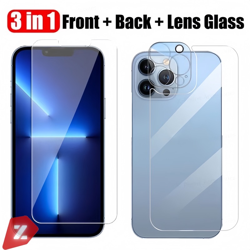 Kit Pelicula de vidro 3D + Película Câmera traseira + traseira para iPhone 16 1514 13 12 11 pro max