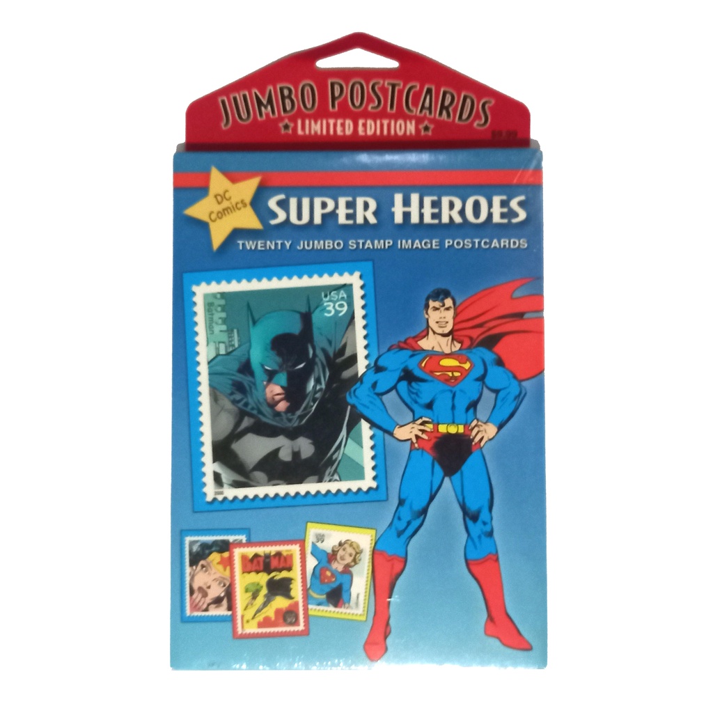DC Comics 20 Selos postais DC Comics Super Heroes Jumbo Stamp Image Postcards