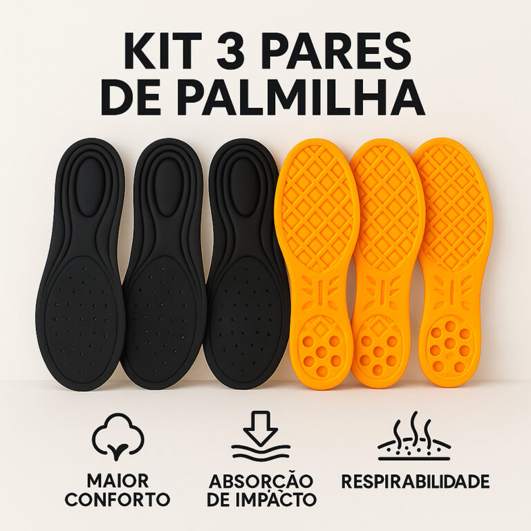 Kit 3 Pares Palmilha Ortopédica Anatômica em Gel