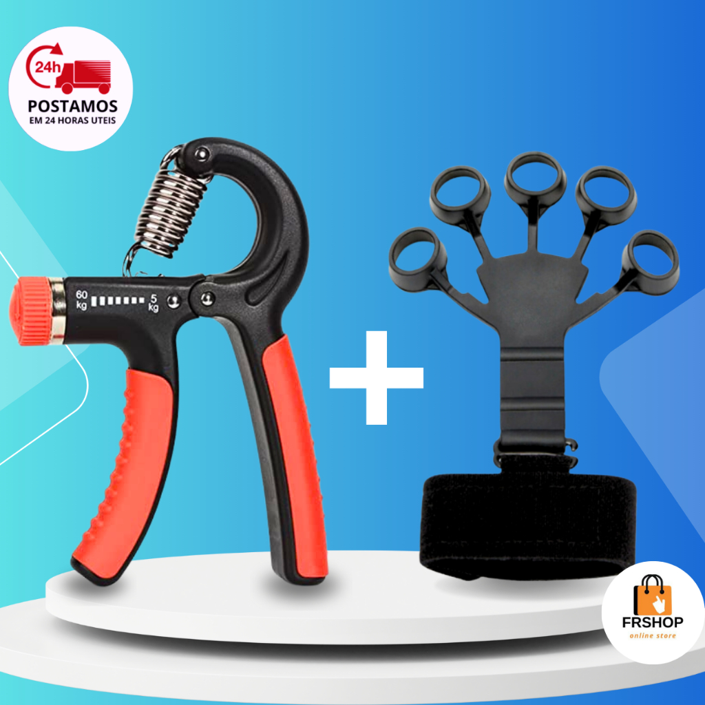 Kit Hand Grip de Dedo + Flexor de Punho Ajustável Fisioterapia Exercício para Mãos