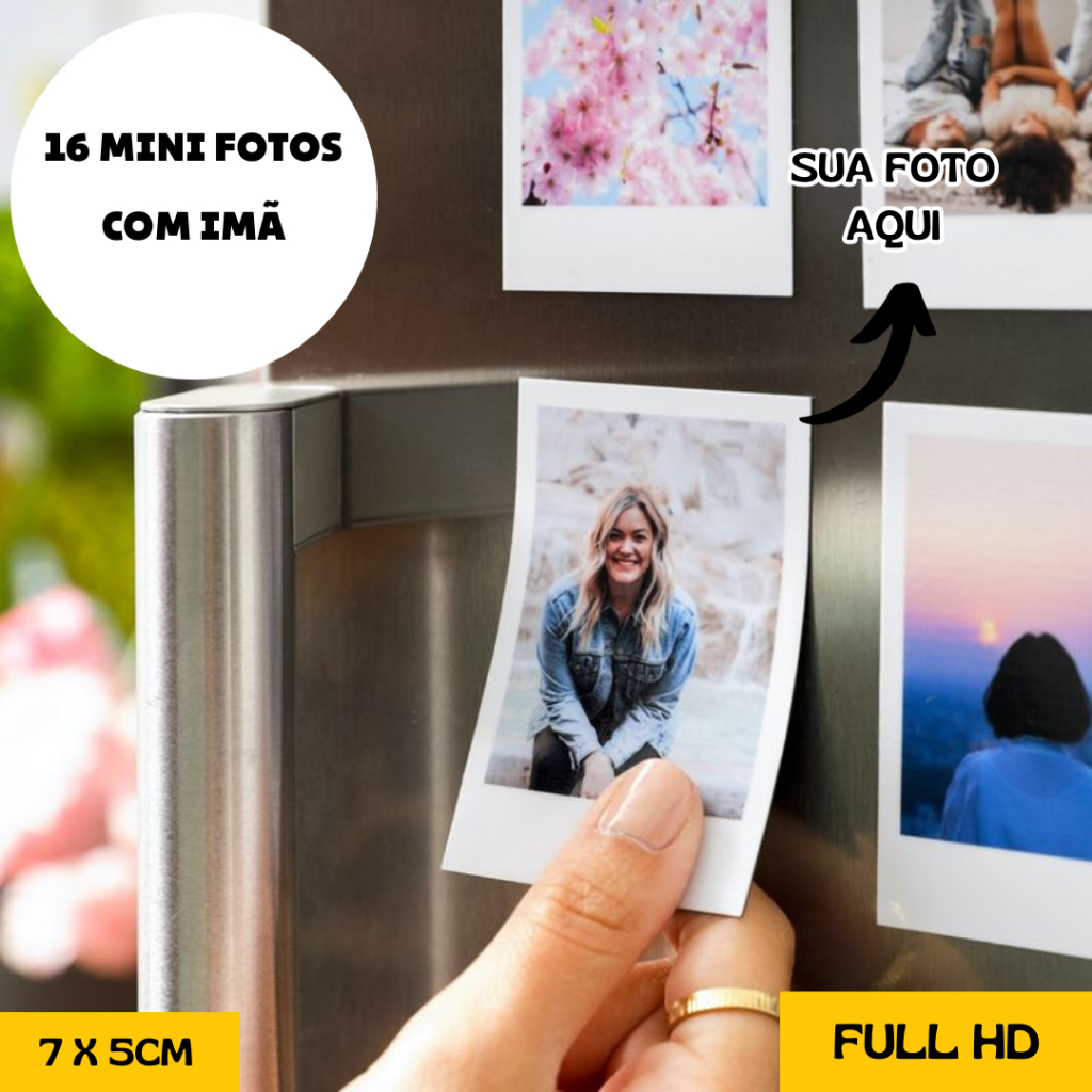 Kit 16 Mini Fotos COM IMÃ GELADEIRA Fotos Revelação Personalizada – Envio Rápido