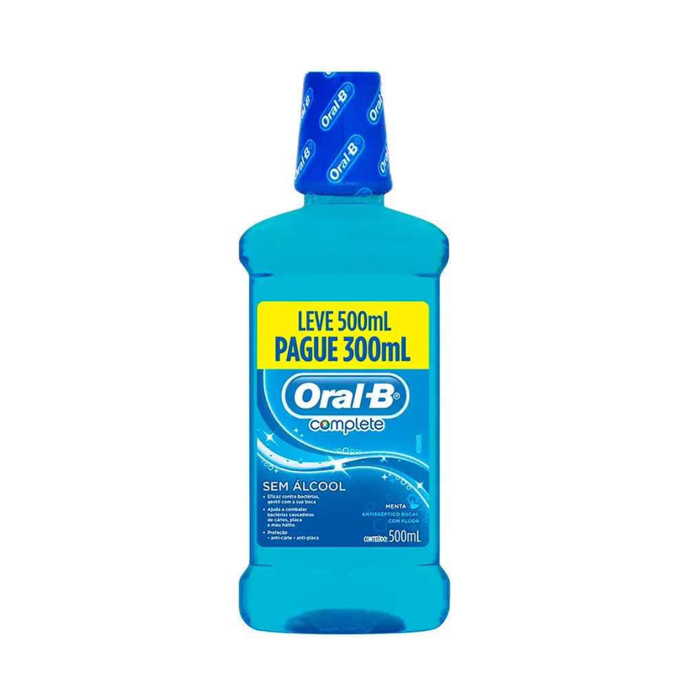 Enxaguante Antisséptico Bucal Oral-B Complete 4 Em 1 Menta Com 500Ml –