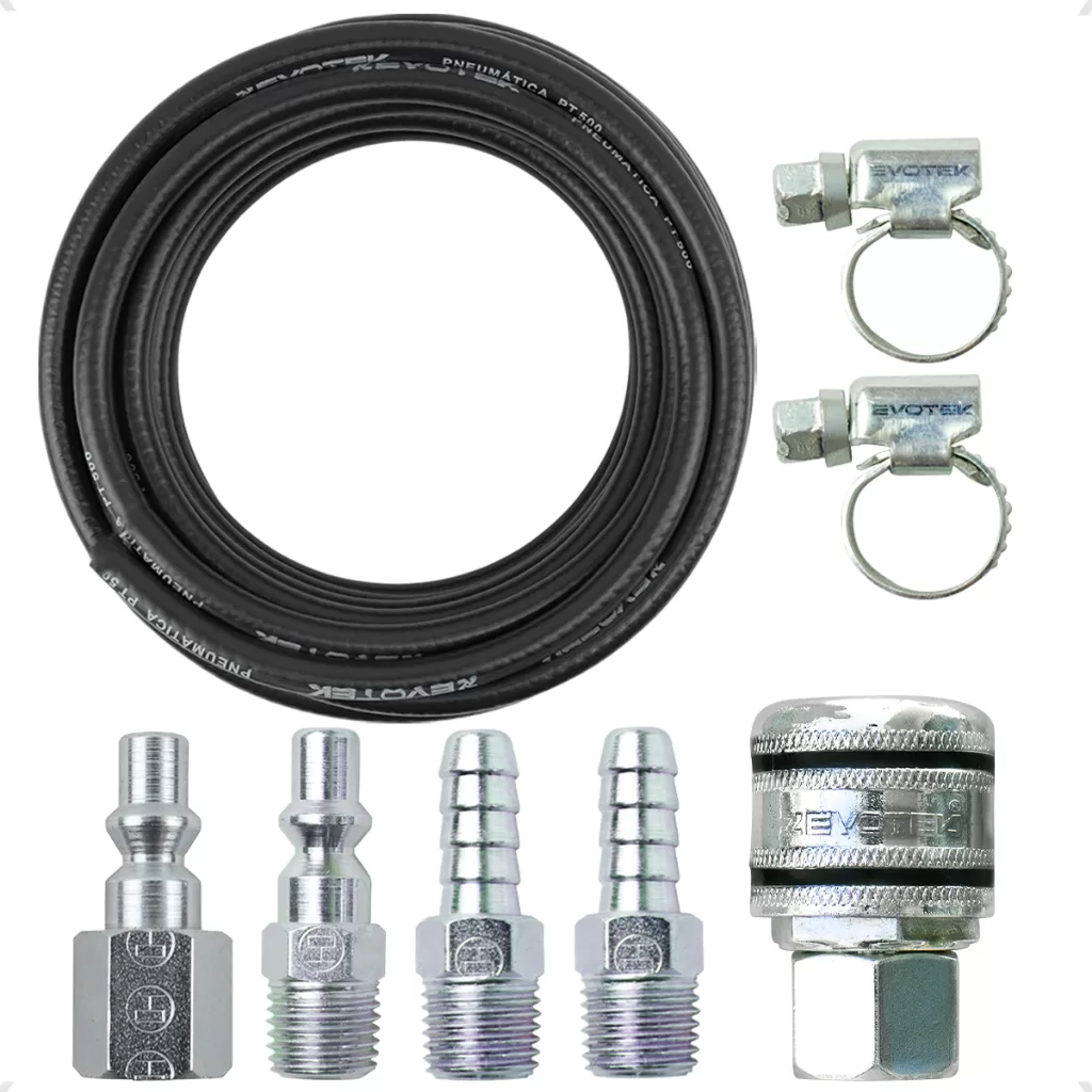 Kit Mangueira De Ar 15 Metros 5/16 Com Acessórios Para Compressor