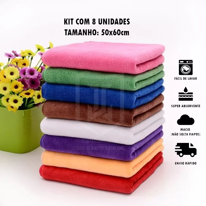 Kit 8 Panos de Chão de Microfibra 50x60cm