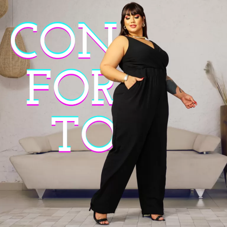 Macacão Feminino Plus Size Longo Curvy Transpassa