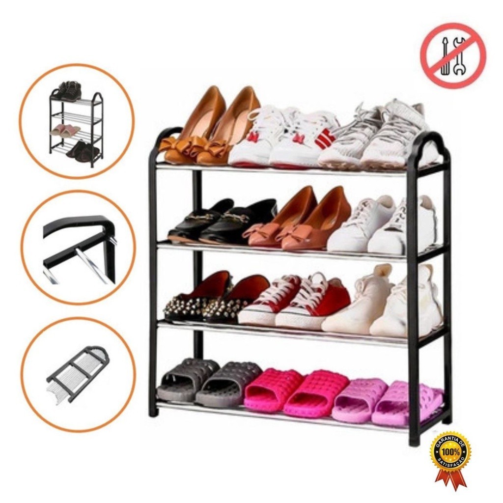 Sapateira Organizadora 4 Andares Plástico até 12 Pares