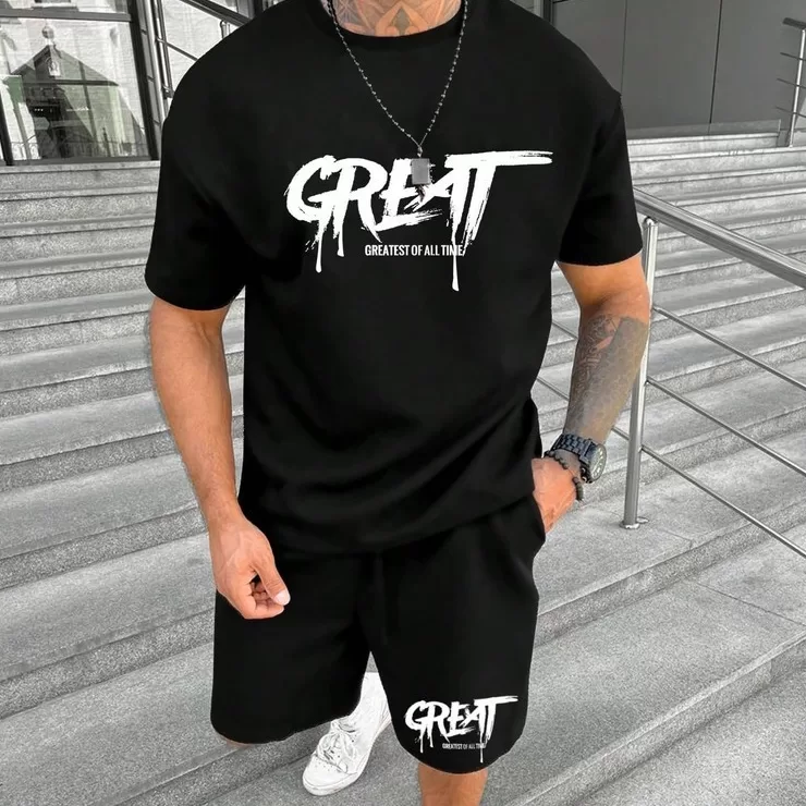 Kit Conjunto Camiseta Masculina e Shorts Moletom G