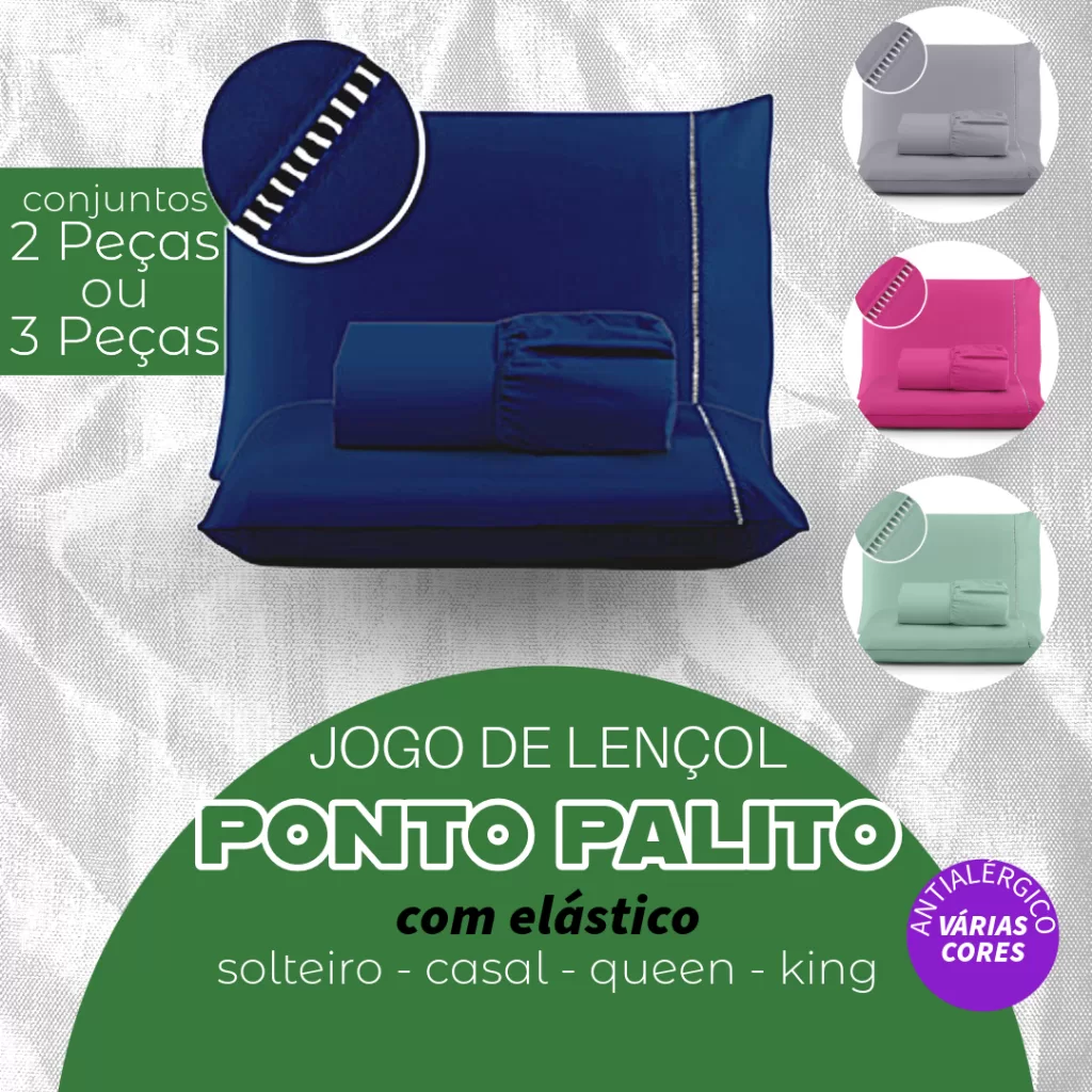 Jogo de Lençol 2 e 3 Peças 400 Fios – Solteiro Casal Queen King Micropercal Ponto Palito