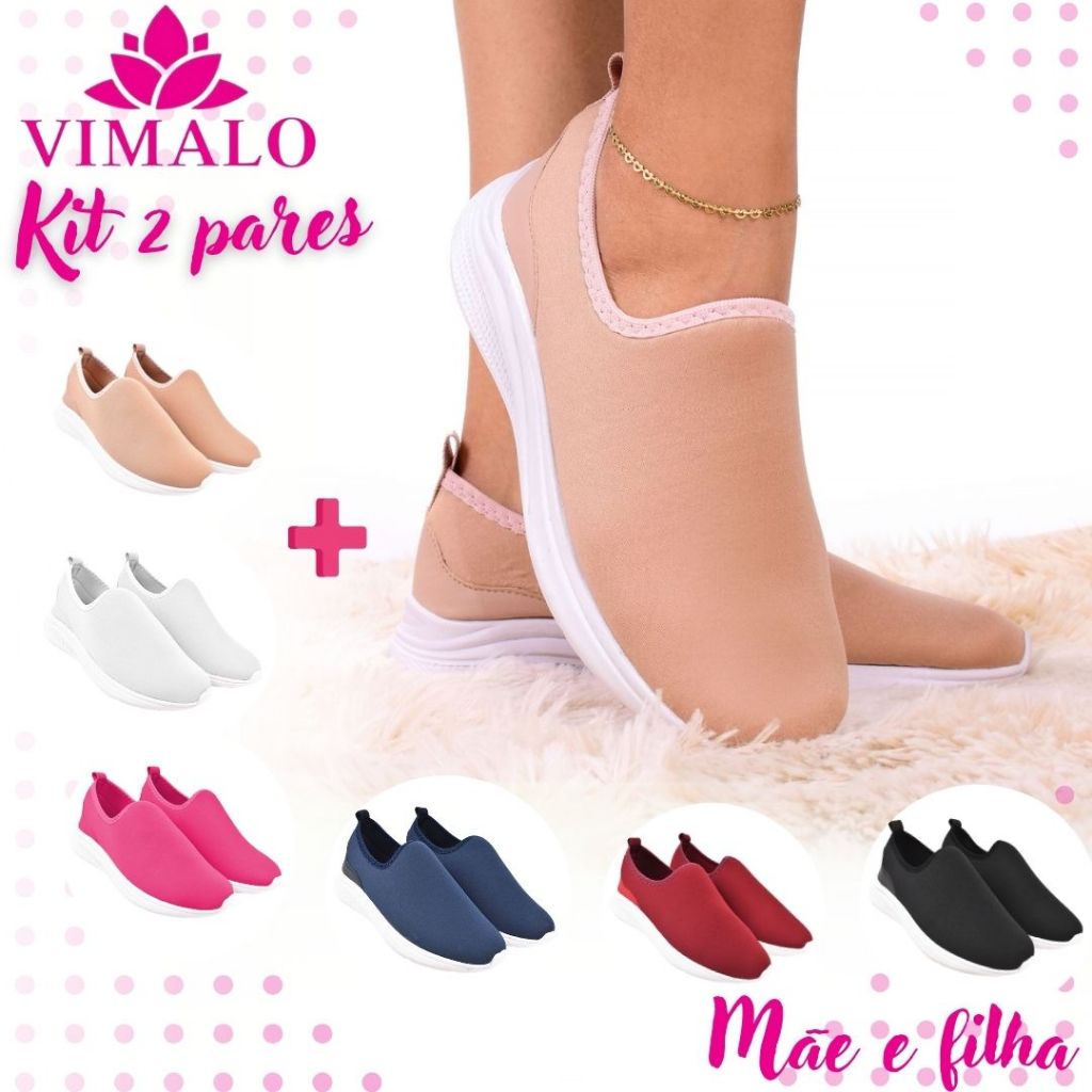 Kit 2 pares Promocional Tênis Jogging Feminino para Academia Passeio VL05 NUDE + ADICIONAL
