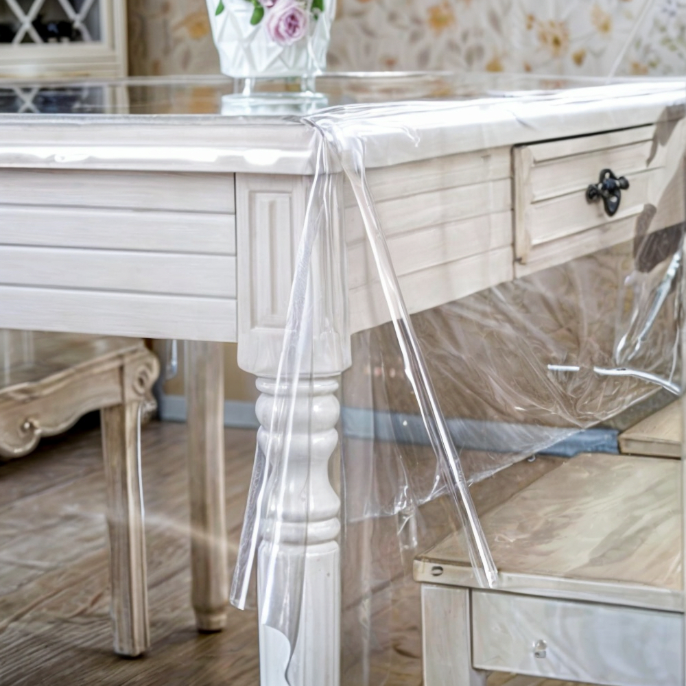 Toalha de Mesa Transparente PVC Premium 0,10mm Antiderrapante Anti Mancha | Protege Madeira Várias M