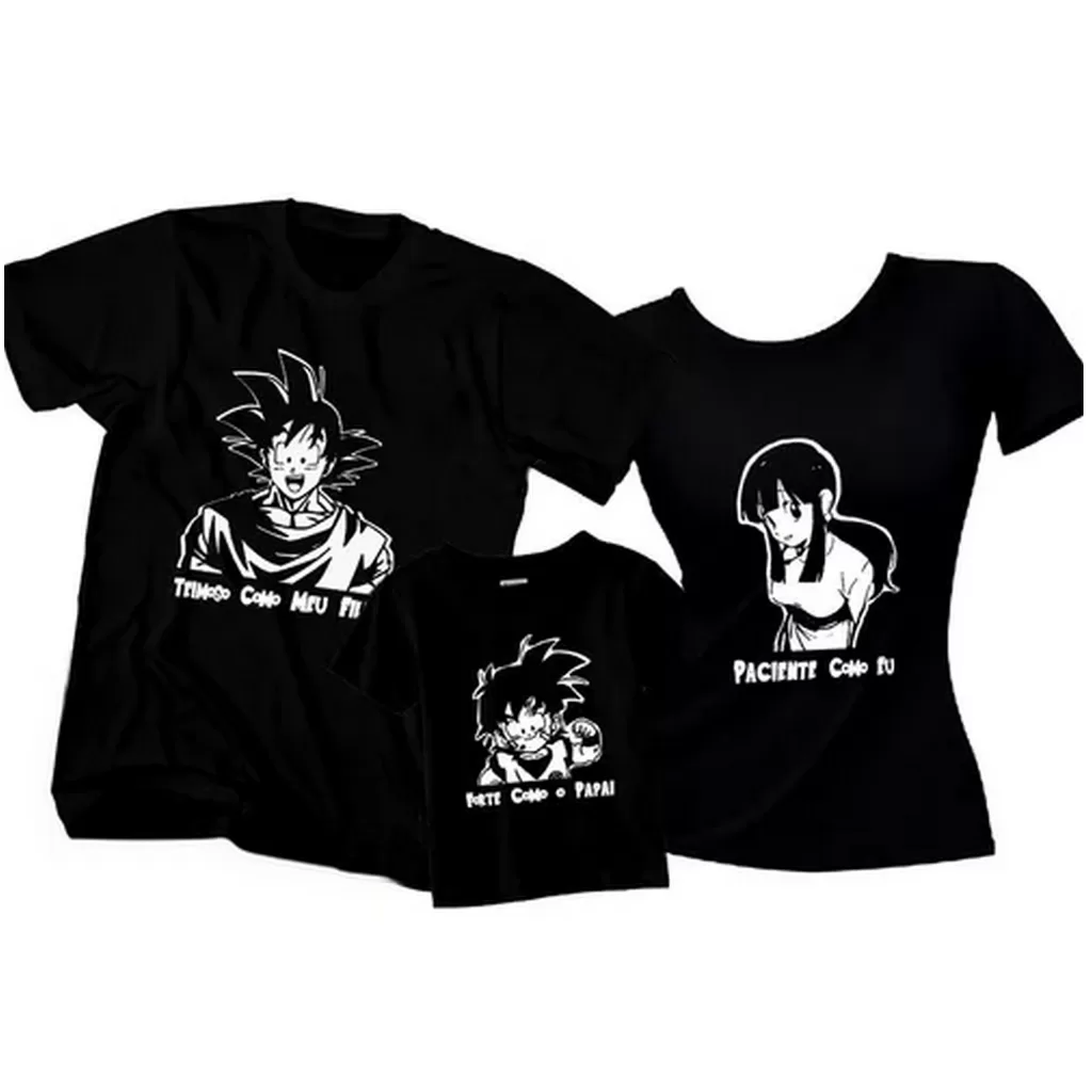 Kit Tal Pai Tal Filho e Mãe Dragon Ball Z Goku Gohan Chi Chi