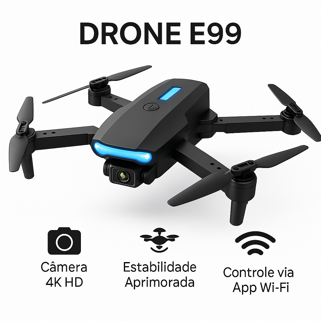 Drone E99 K3 Pro com Câmera 4K, Voo Estável e Acessórios Inclusos – Ideal para Fotografia Aérea