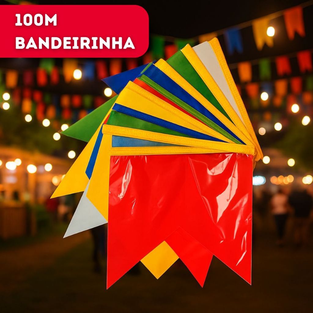 Bandeirinha de Festa Junina, Varal de Festa 100 metros, Bandeirinha de Plástico Decoração Bandeirola