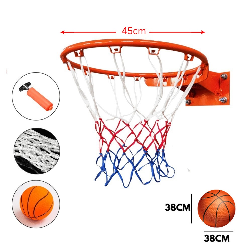 Aro de Basquete Cesta Tamanho Oficial Basquete Aço Carbono 45cm com Rede