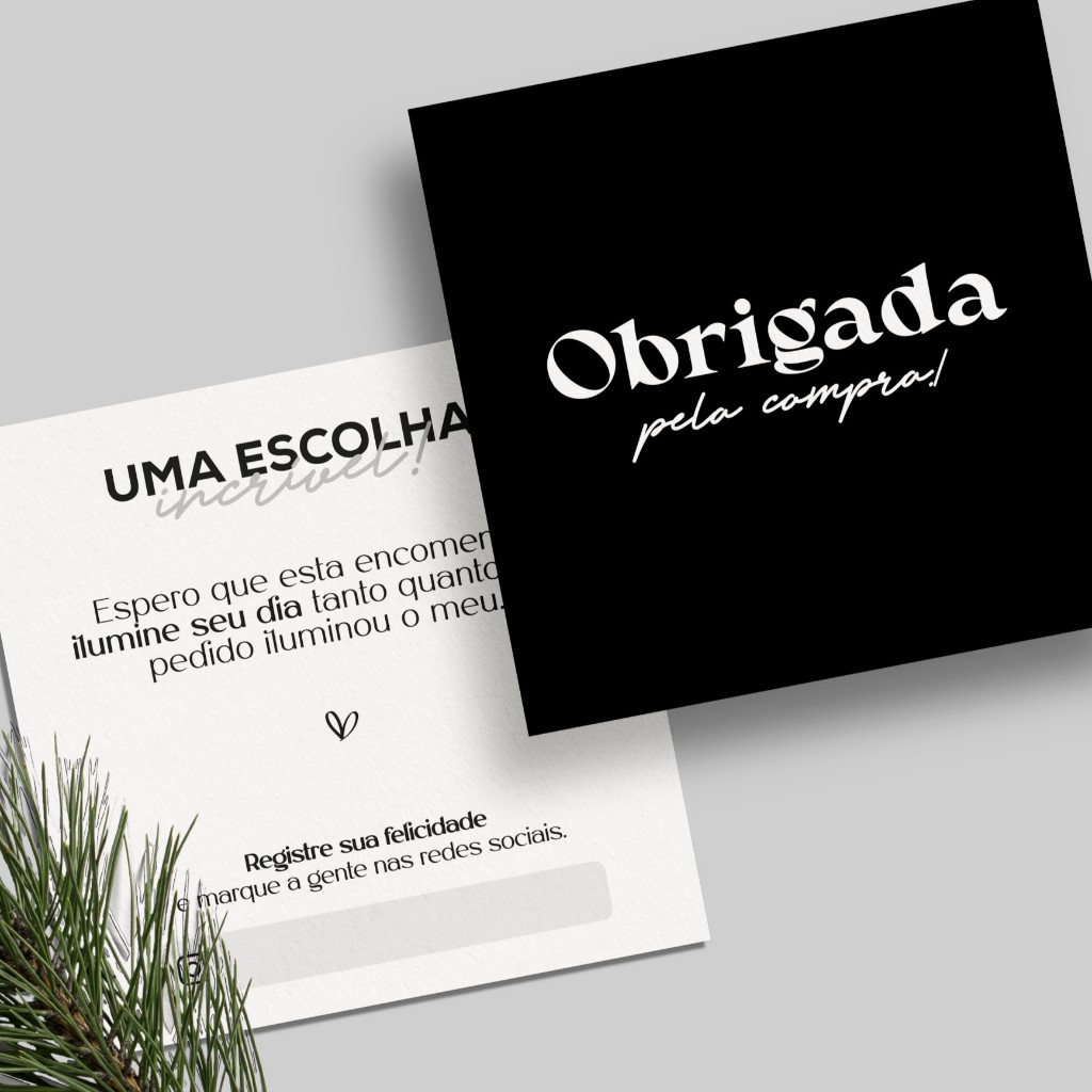 Cartão Postal de Agradecimento ao cliente preto – obrigada pela compra