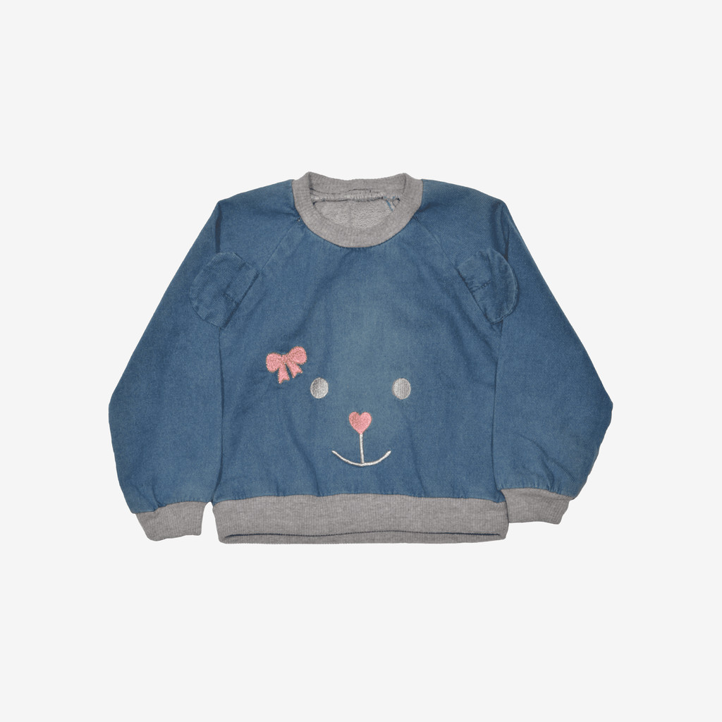 Casaco Jeans Para Bebê Com Bordadinho Ursinho Interativo