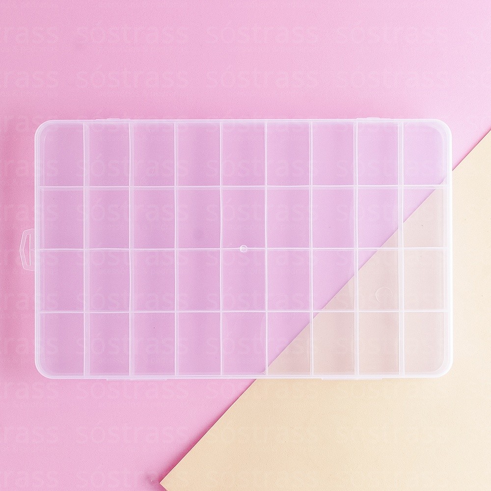 Caixa Organizadora 36 Divisórias 22.5×15.5×2.3cm Transparente