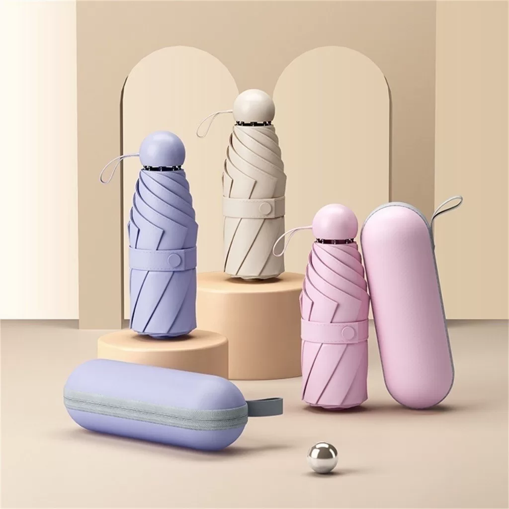 Conjunto de cápsulas de mini guarda-chuva portátil (aleatório sem caixa de armazenamento de cápsulas