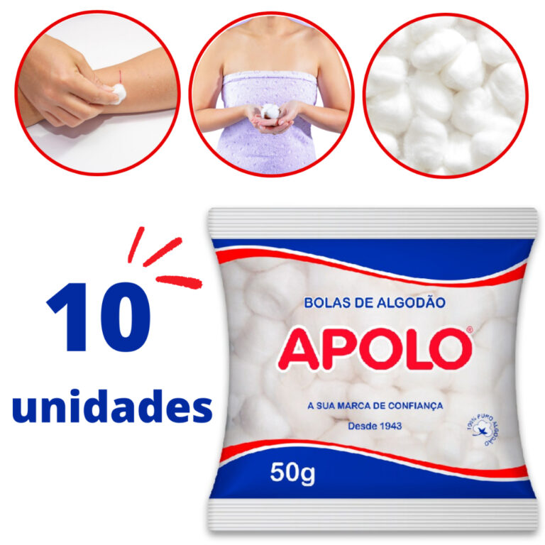 Kit 10 Pacote Algodão Bola Apolo 50g Higiene Limp