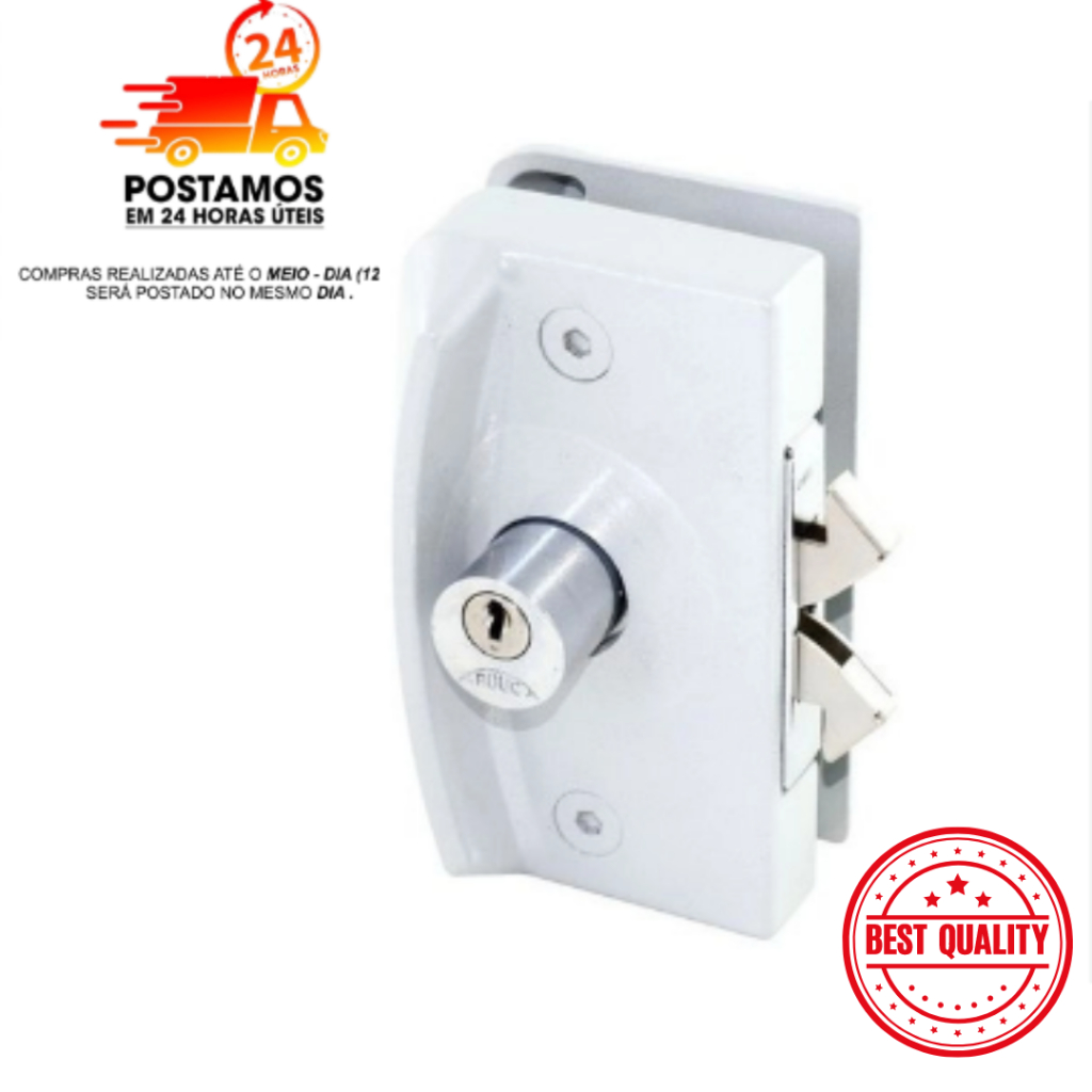 kit Fechadura De Alumínio Porta De Correr 3530 – Vidro Temperado – Brancoi