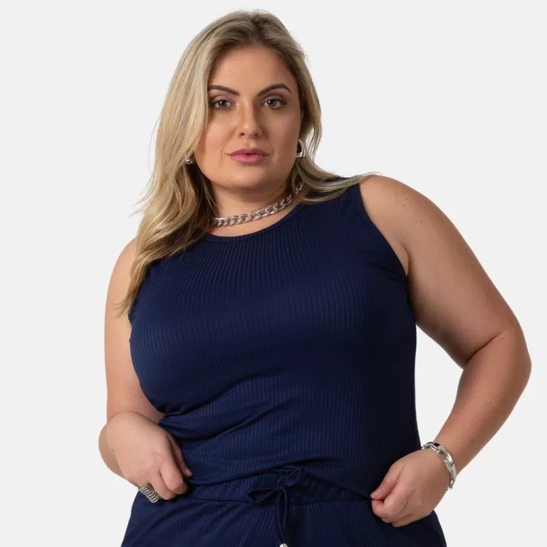 Regata Feminina Plus Size Canelada Verão Moderna 