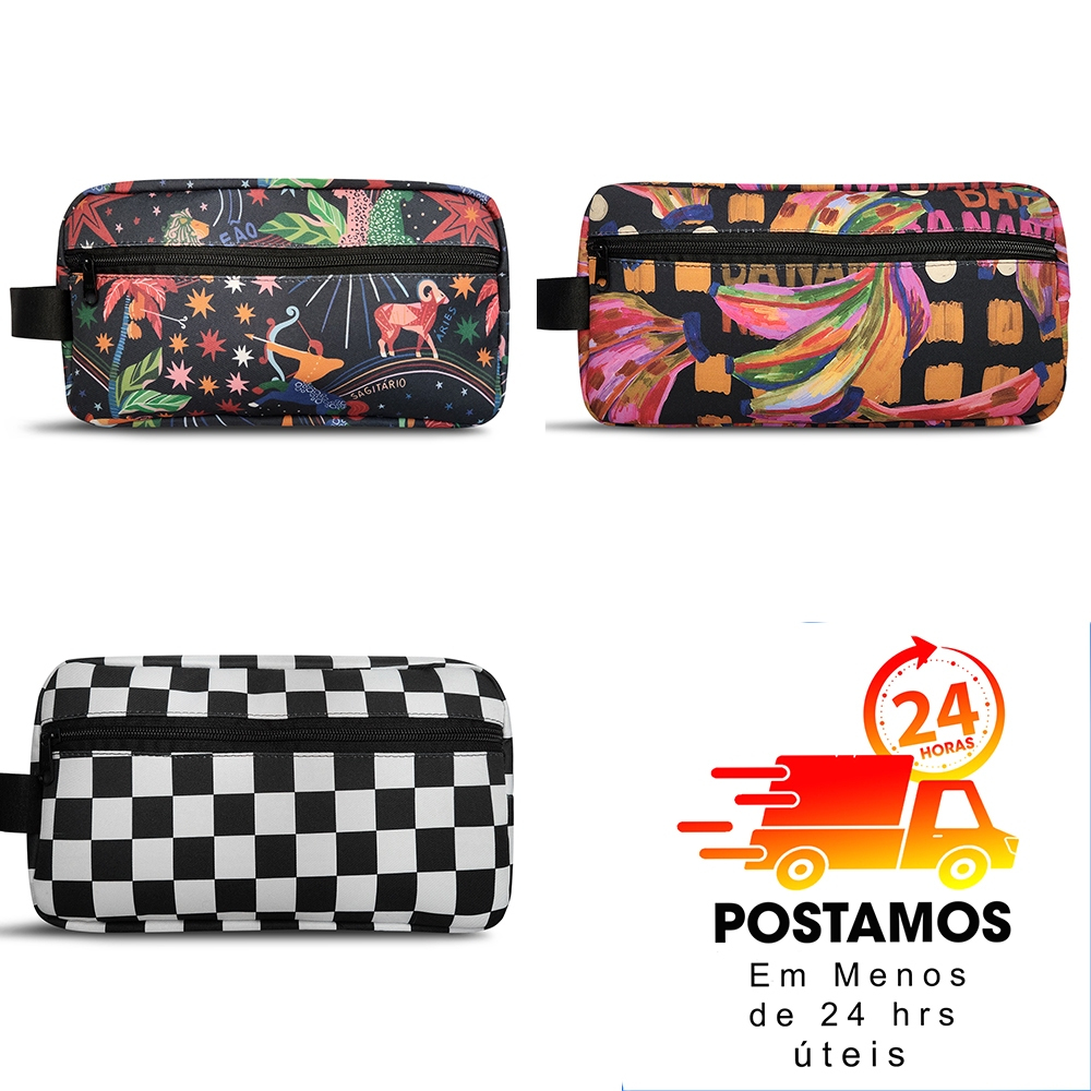 Bolsa Bag de Mão Pequena Multiuso Estampada Com Duas Divisórias