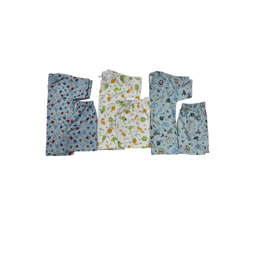Kit 3 Conjuntos De Pijama Menino Curto Estampas Variadas